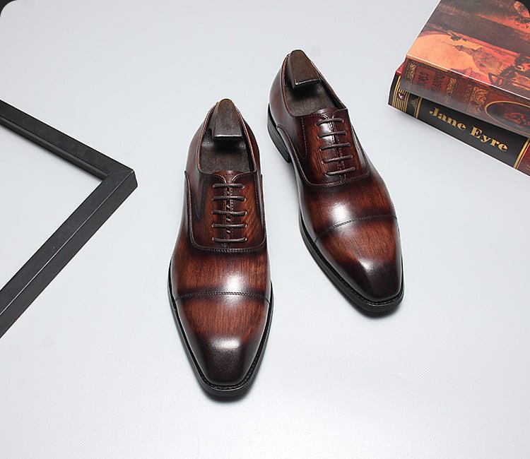 Men's Wood - Grain Cap Toe Oxfords: Fashion Rite Wedding Dress Shoesyes