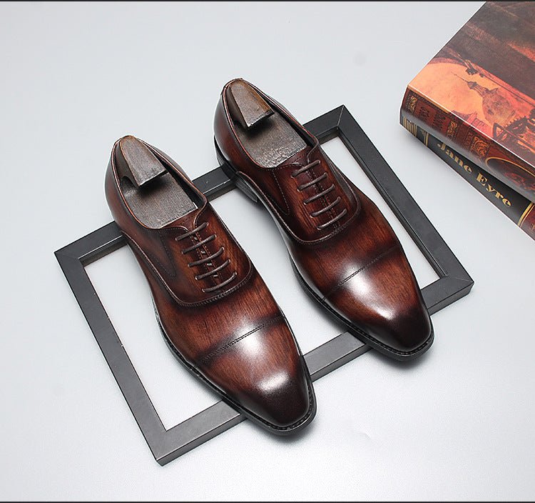 Men's Wood - Grain Cap Toe Oxfords: Fashion Rite Wedding Dress Shoesyes