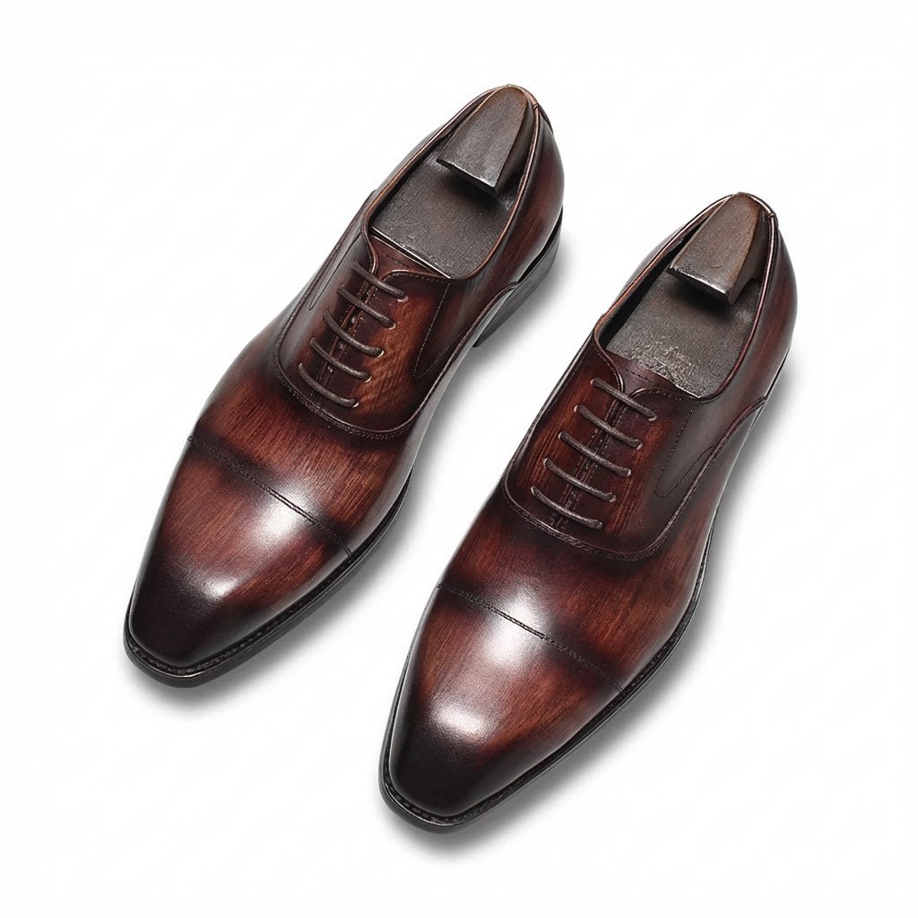 Men's Wood - Grain Cap Toe Oxfords: Fashion Rite Wedding Dress Shoesyes