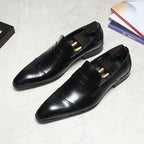 Men's Wood Grain Dress Shoes: Stylish Wingtip Wedding Penny Loafersyes