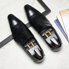 Men's Wood Grain Dress Shoes: Stylish Wingtip Wedding Penny Loafersyes