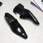 Men's Wood Grain Dress Shoes: Stylish Wingtip Wedding Penny Loafersyes