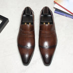 Men's Wood Grain Dress Shoes: Stylish Wingtip Wedding Penny Loafersyes