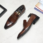 Men's Wood Grain Dress Shoes: Stylish Wingtip Wedding Penny Loafersyes