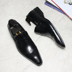 Men's Wood Grain Dress Shoes: Stylish Wingtip Wedding Penny Loafersyes