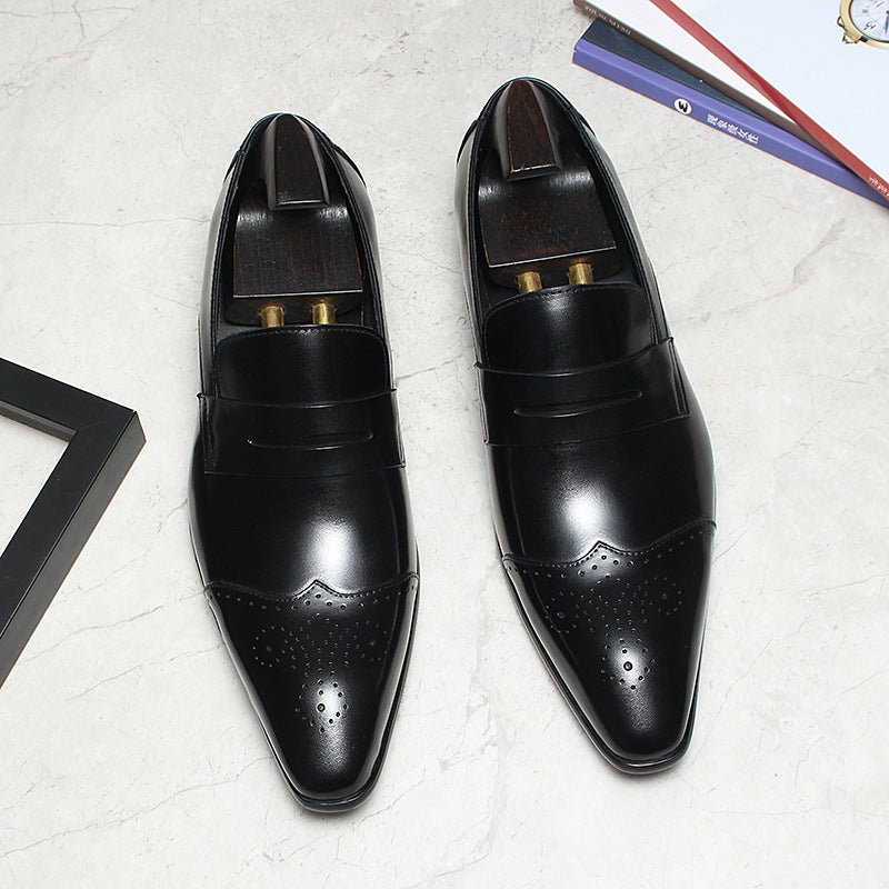 Men's Wood Grain Dress Shoes: Stylish Wingtip Wedding Penny Loafersyes