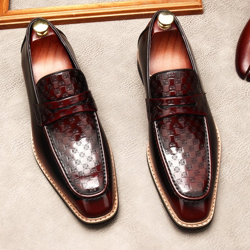 Men's Woven Embossed Dress Shoes: Stylish Wedding Penny Loafersyes