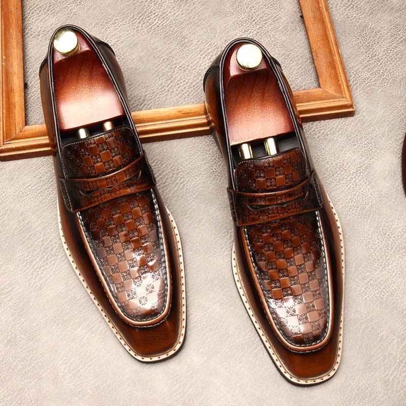 Men's Woven Embossed Dress Shoes: Stylish Wedding Penny Loafersyes