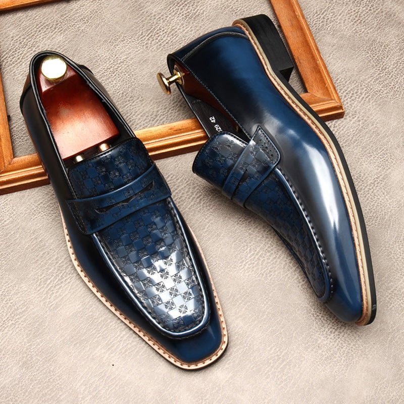 Men's Woven Embossed Dress Shoes: Stylish Wedding Penny Loafersyes