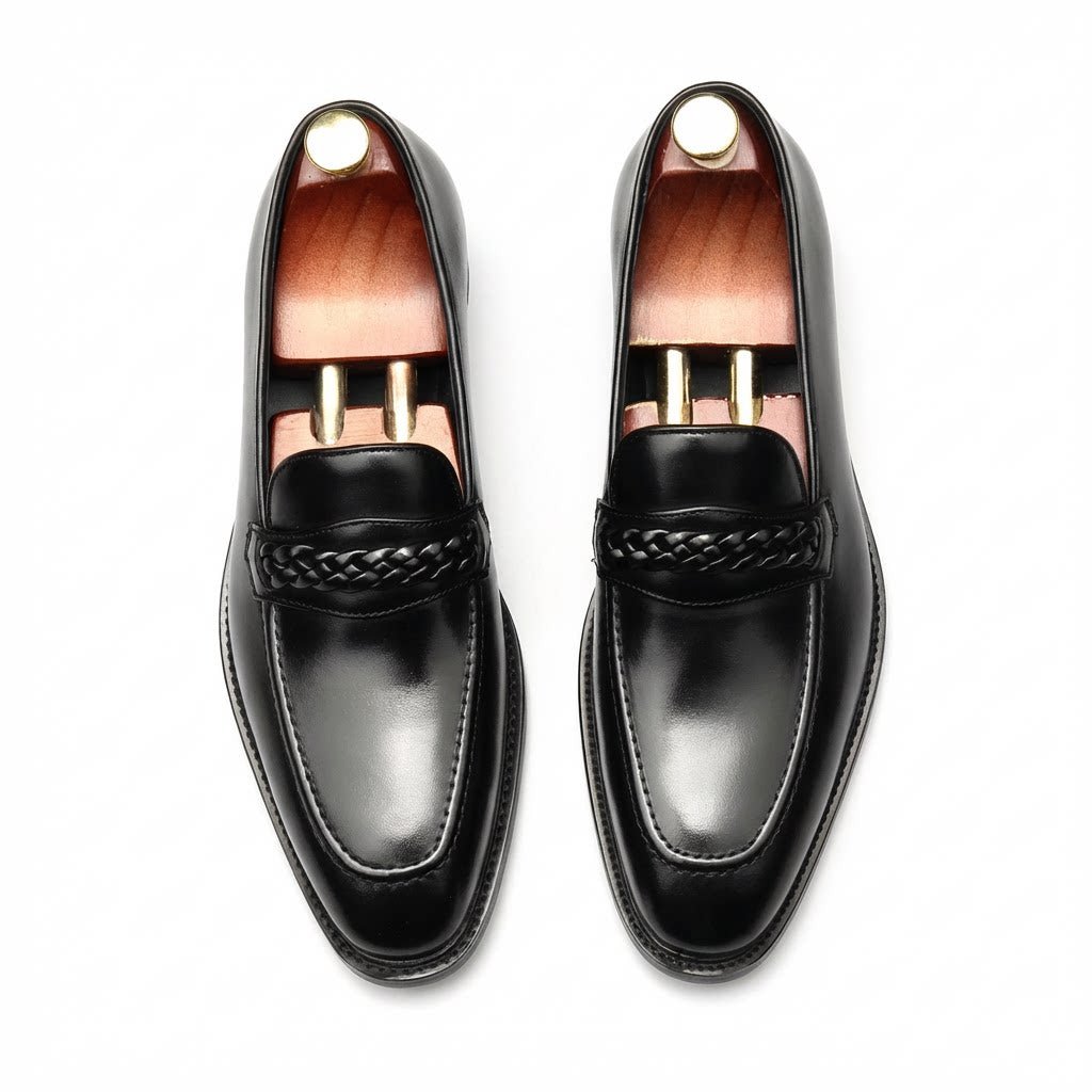 Men's Woven Strap Dress Shoes: Stylish Pointed Toe Wedding Loafersyes