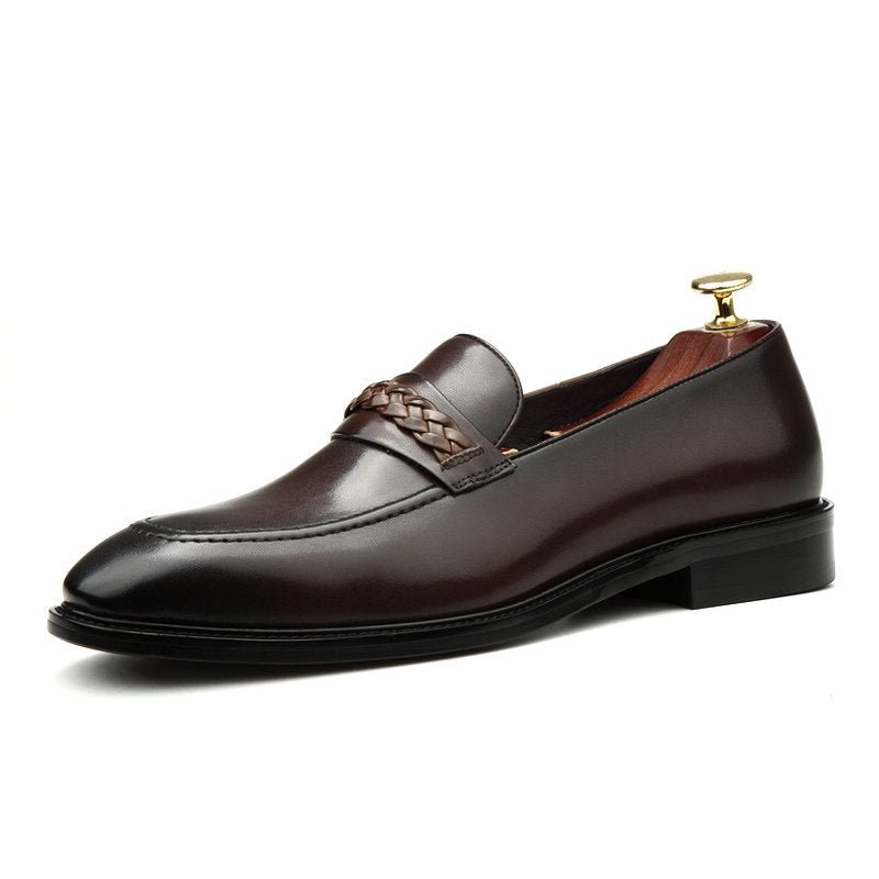 Men's Woven Strap Dress Shoes: Stylish Pointed Toe Wedding Loafersyes