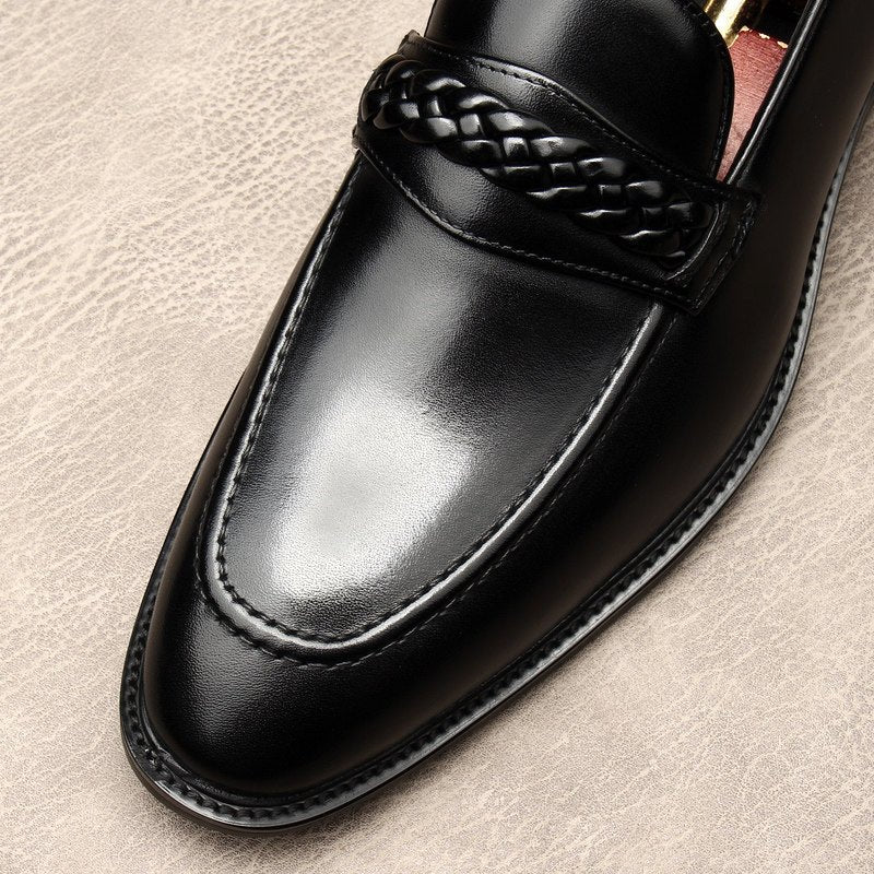 Men's Woven Strap Dress Shoes: Stylish Pointed Toe Wedding Loafersyes