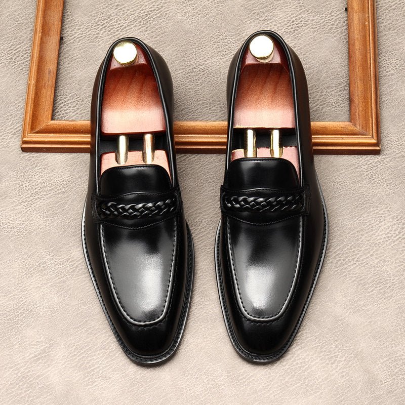 Men's Woven Strap Dress Shoes: Stylish Pointed Toe Wedding Loafersyes