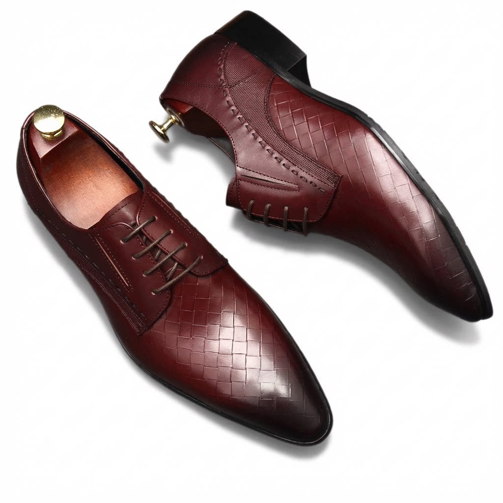 Men's Woven Texture Derby: Stylish Wedding Formal Dress Shoesyes