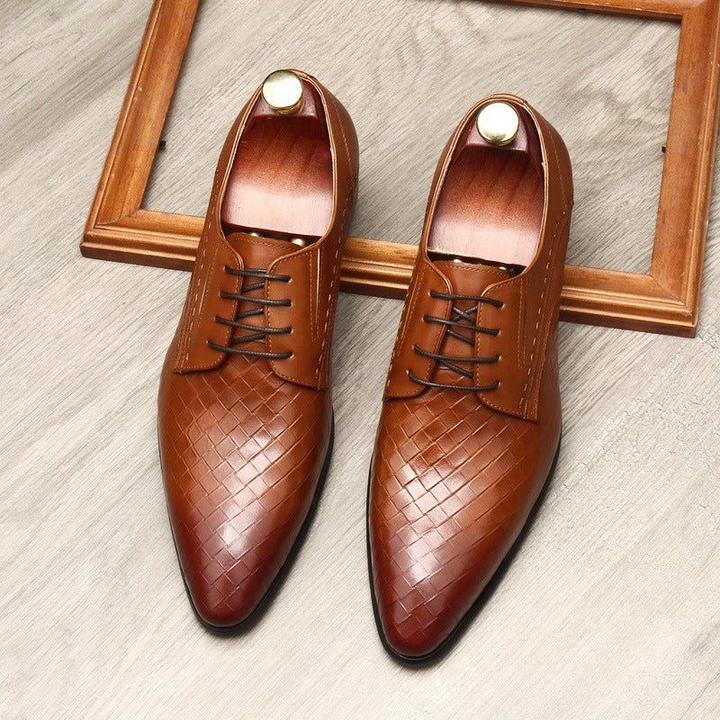 Men's Woven Texture Derby: Stylish Wedding Formal Dress Shoesyes