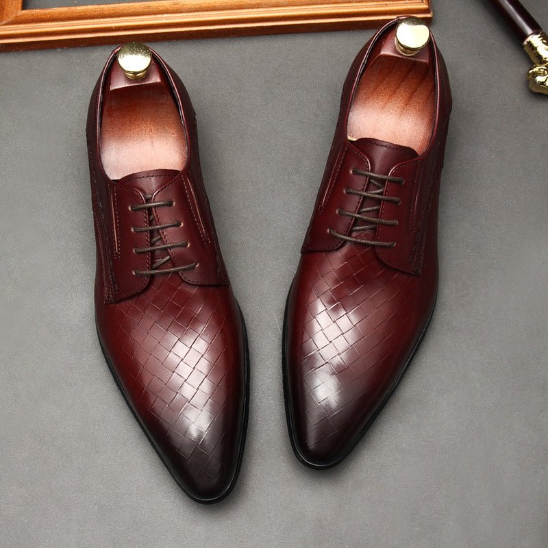 Men's Woven Texture Derby: Stylish Wedding Formal Dress Shoesyes