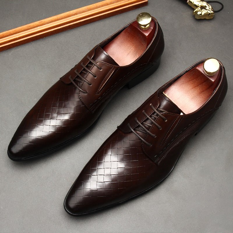 Men's Woven Texture Derby: Stylish Wedding Formal Dress Shoesyes