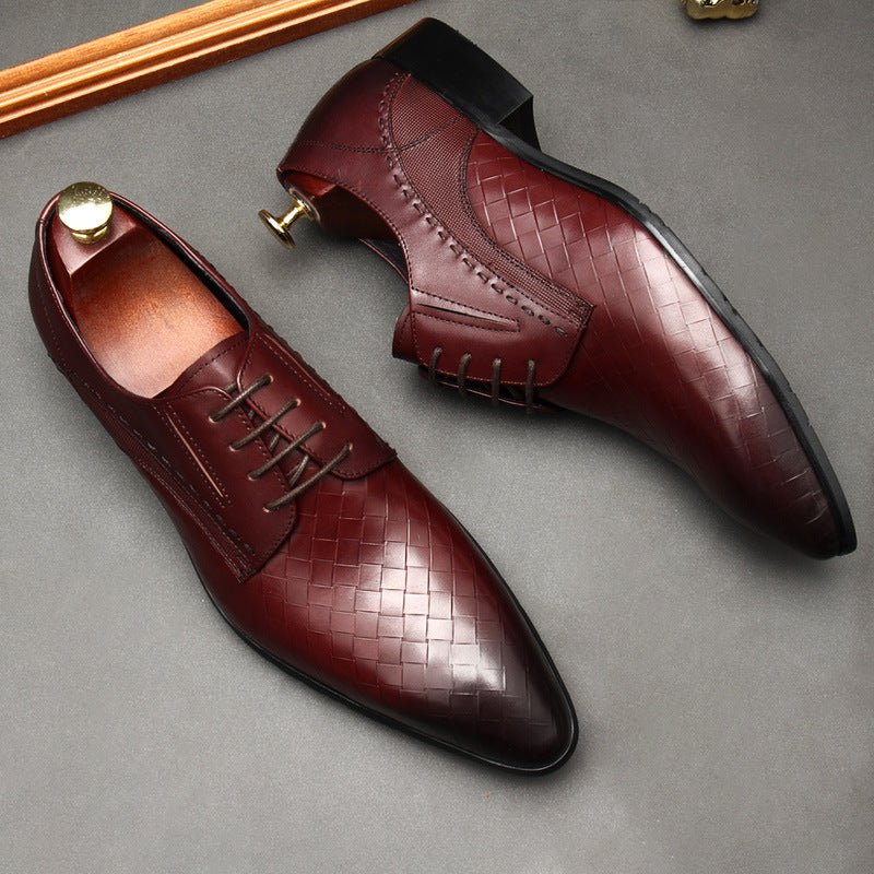Men's Woven Texture Derby: Stylish Wedding Formal Dress Shoesyes