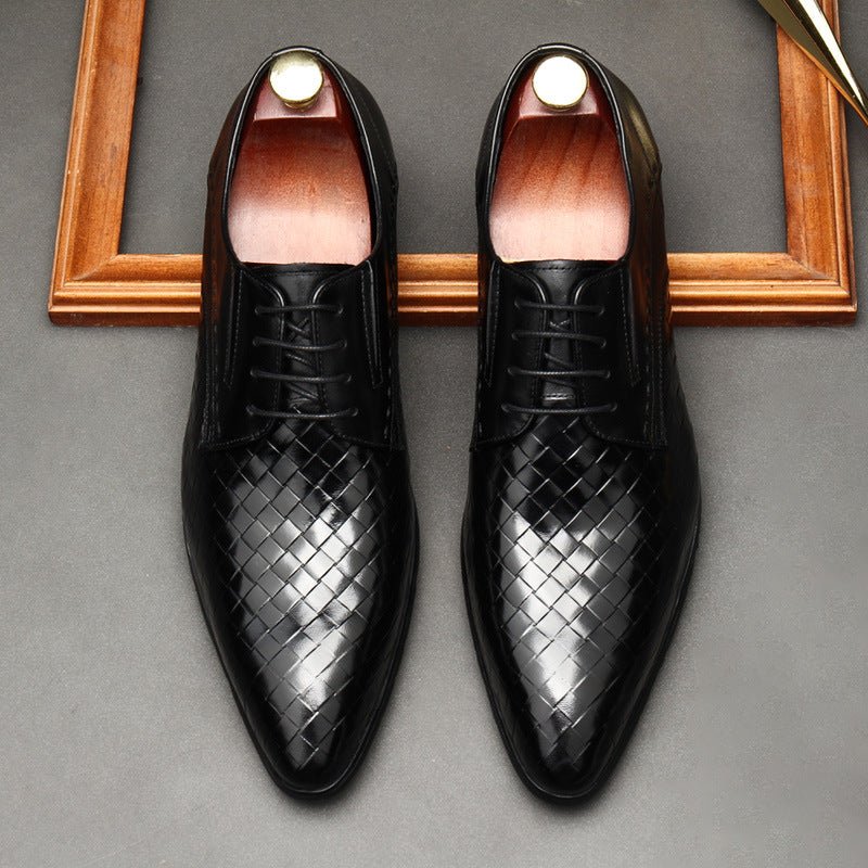 Men's Woven Texture Derby: Stylish Wedding Formal Dress Shoesyes