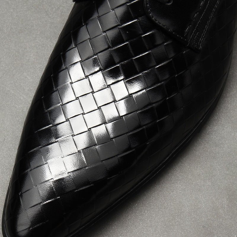 Men's Woven Texture Derby: Stylish Wedding Formal Dress Shoesyes