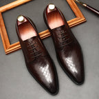 Men's Woven Texture Derby: Stylish Wedding Formal Dress Shoesyes