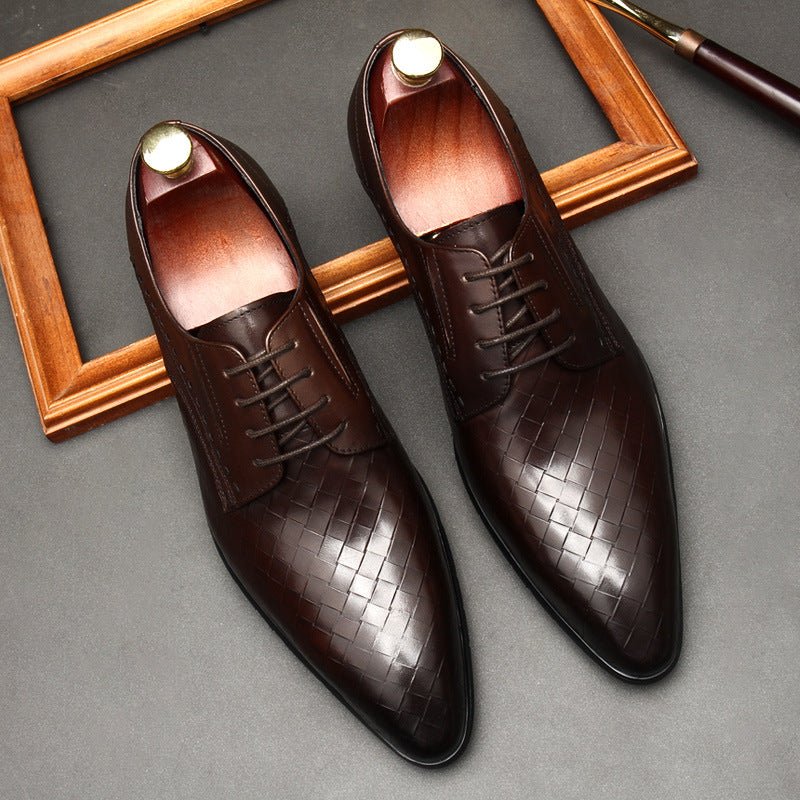 Men's Woven Texture Derby: Stylish Wedding Formal Dress Shoesyes
