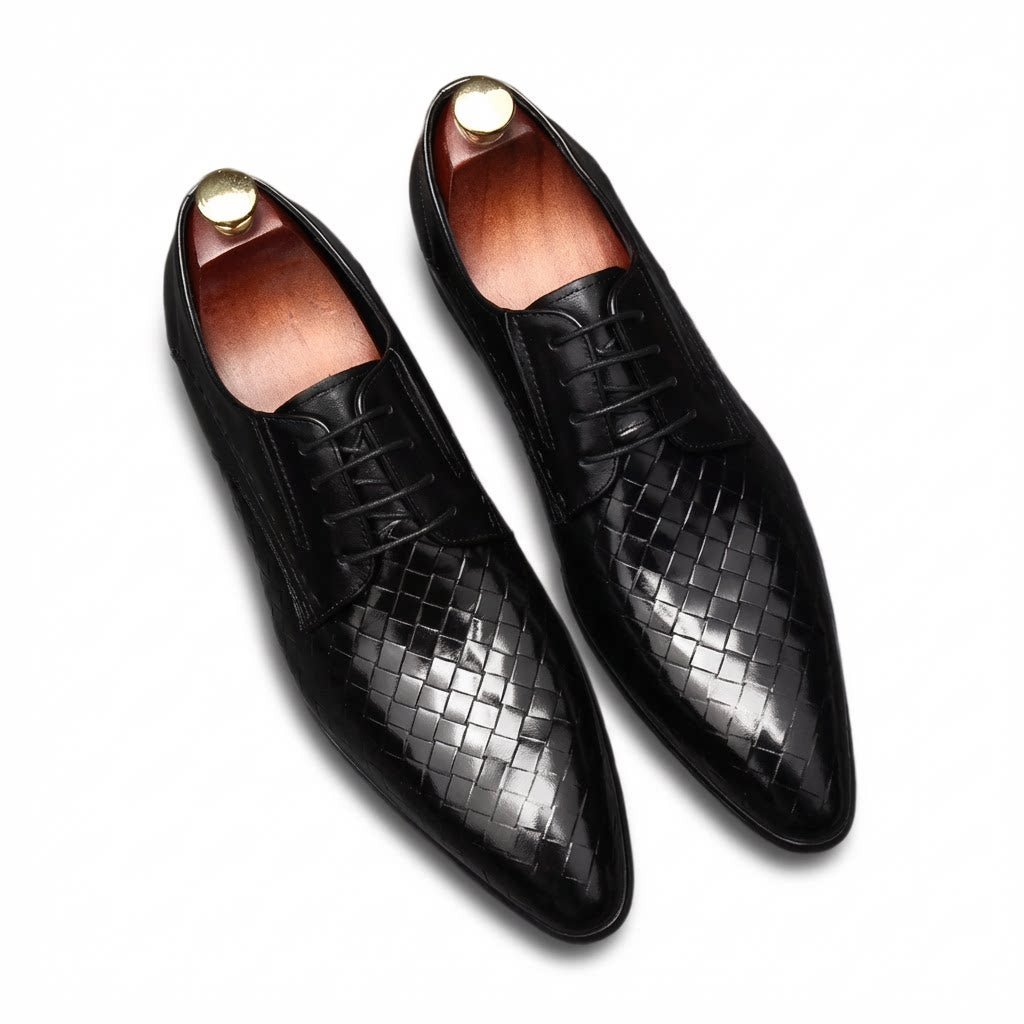 Men's Woven Texture Derby: Stylish Wedding Formal Dress Shoesyes