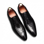 Men's Woven Texture Derby: Stylish Wedding Formal Dress Shoesyes