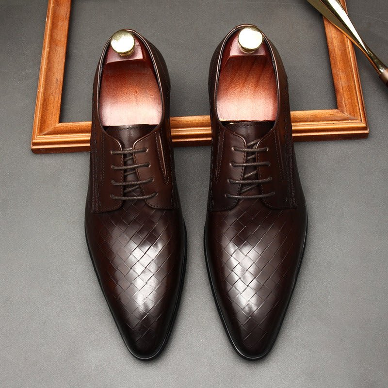 Men's Woven Texture Derby: Stylish Wedding Formal Dress Shoesyes