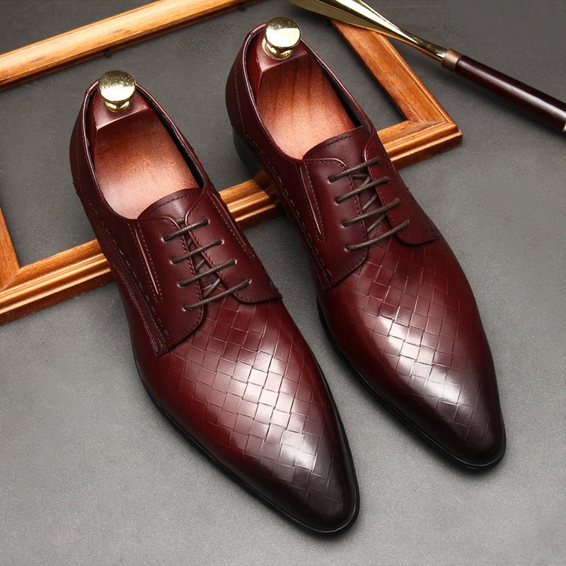 Men's Woven Texture Derby: Stylish Wedding Formal Dress Shoesyes