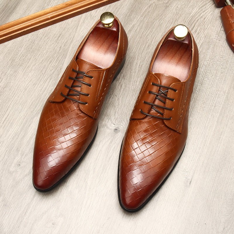 Men's Woven Texture Derby: Stylish Wedding Formal Dress Shoesyes