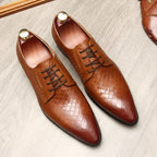 Men's Woven Texture Derby: Stylish Wedding Formal Dress Shoesyes