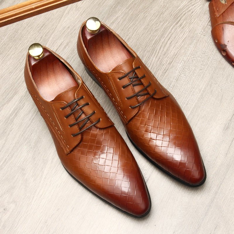 Men's Woven Texture Derby: Stylish Wedding Formal Dress Shoesyes