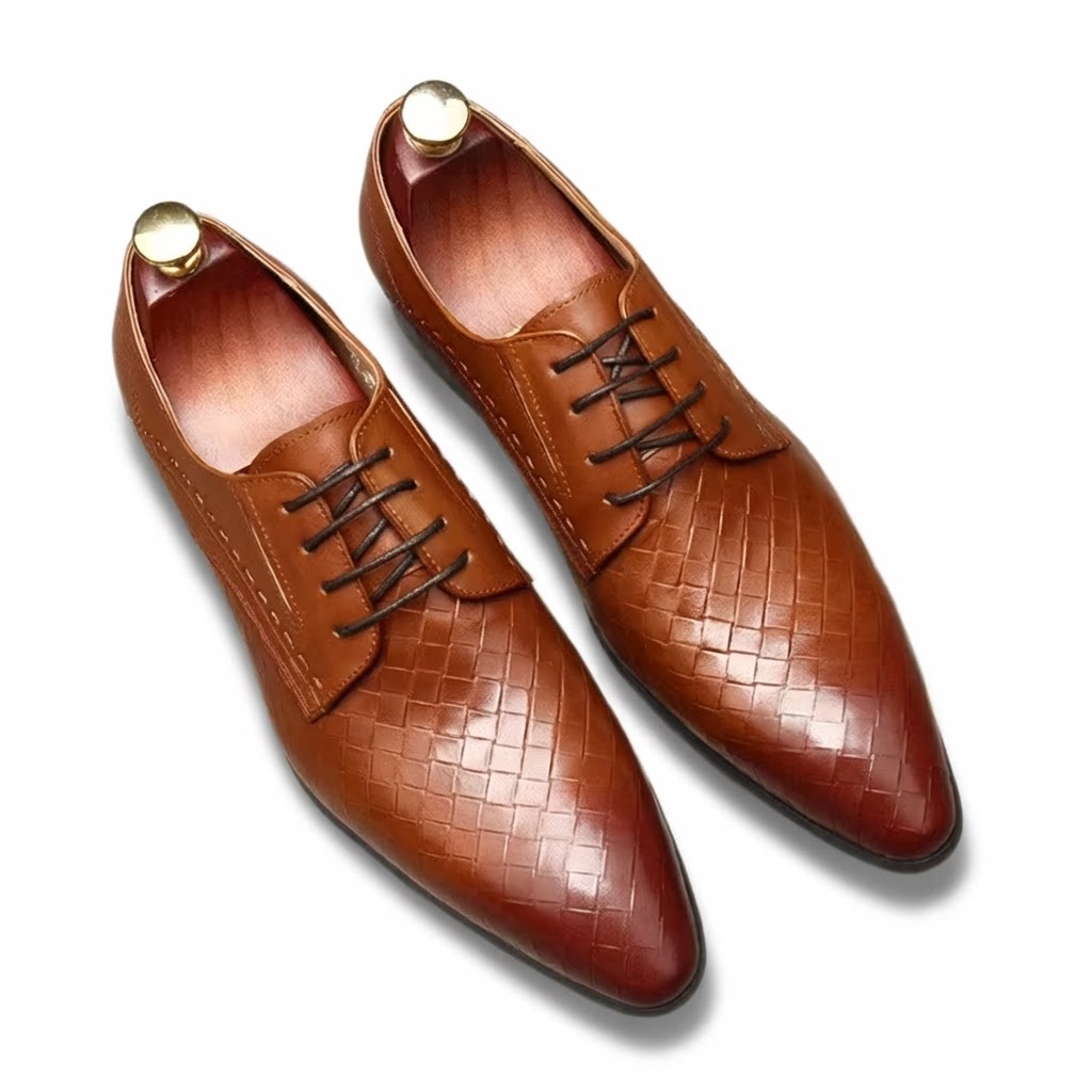 Men's Woven Texture Derby: Stylish Wedding Formal Dress Shoesyes