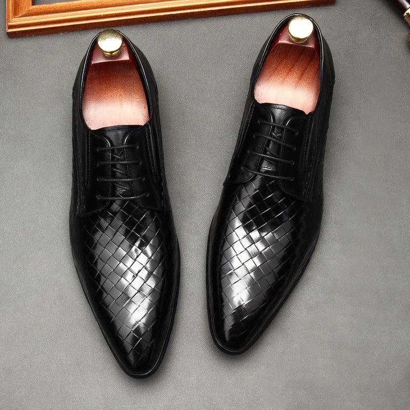 Men's Woven Texture Derby: Stylish Wedding Formal Dress Shoesyes