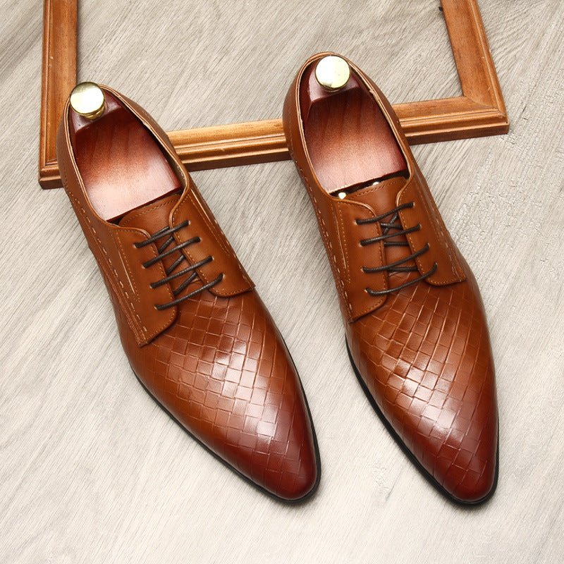 Men's Woven Texture Derby: Stylish Wedding Formal Dress Shoesyes