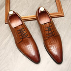 Men's Woven Texture Derby: Stylish Wedding Formal Dress Shoesyes