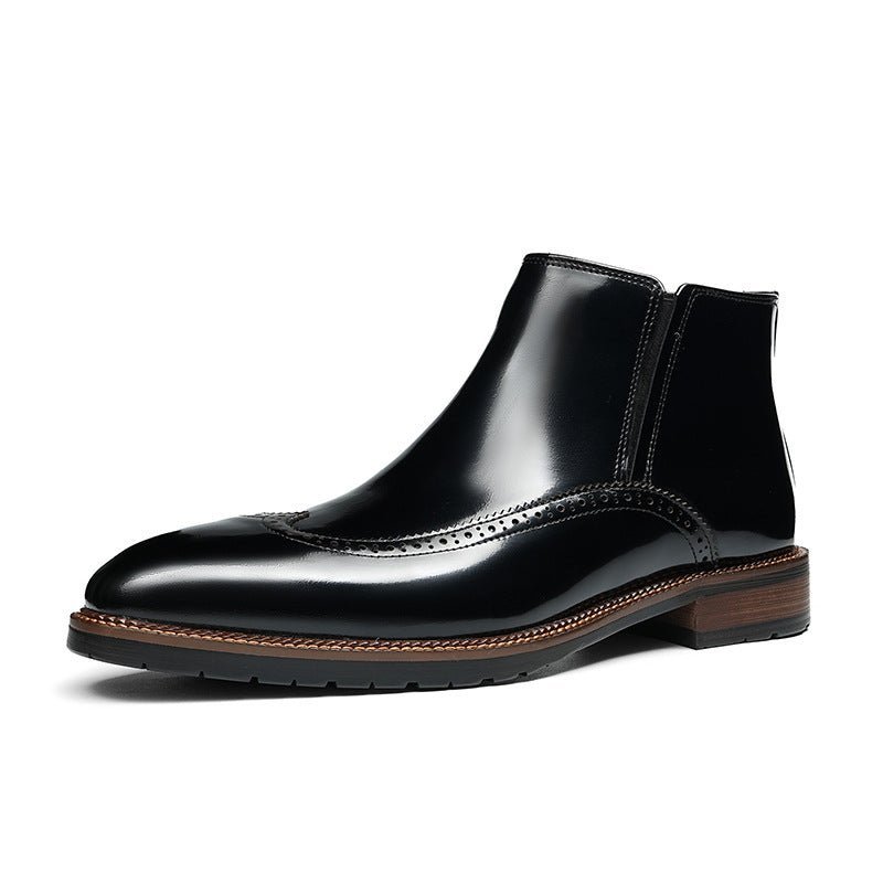 mens zip up leather chelsea boots dress shoesyes
