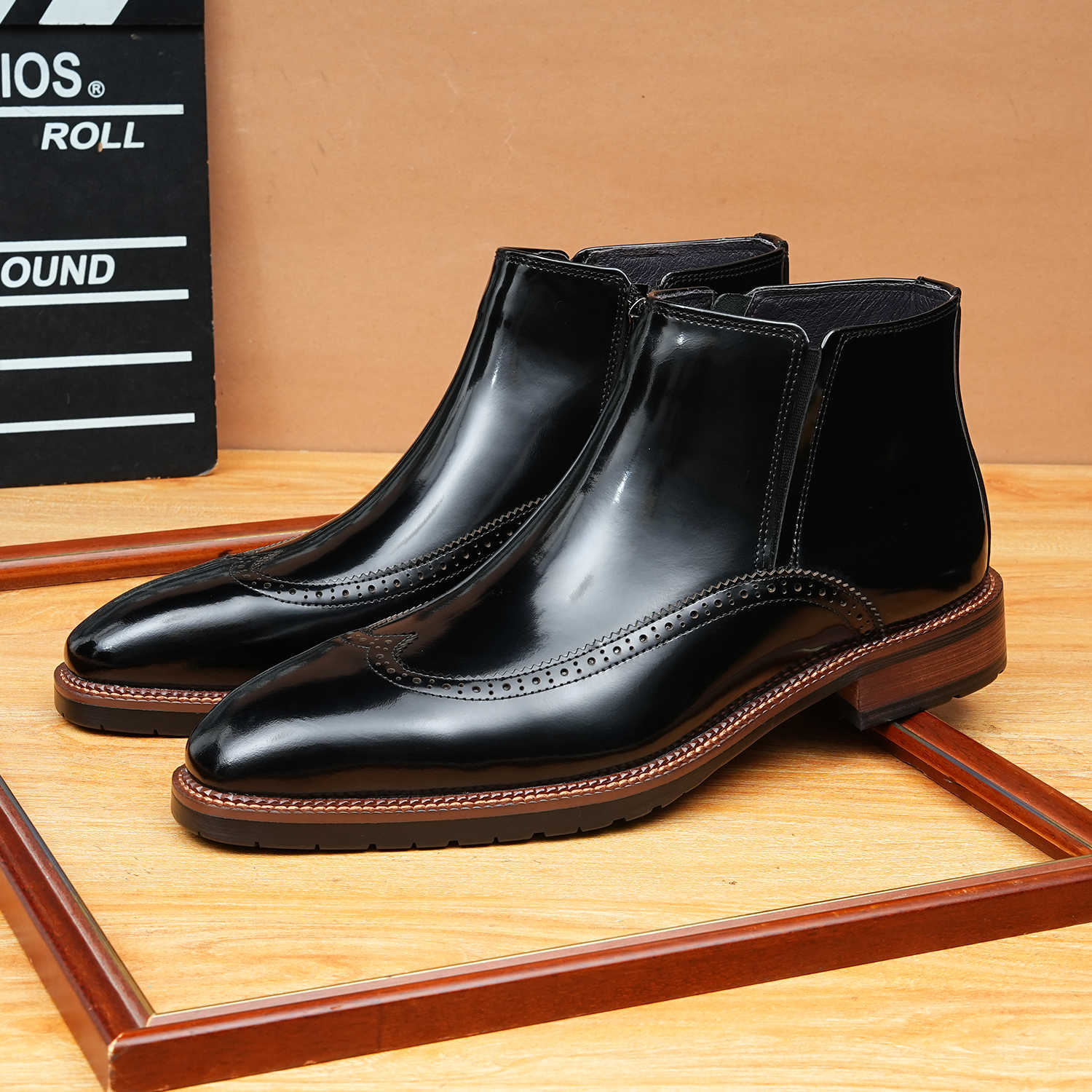 mens zip up leather chelsea boots dress shoesyes