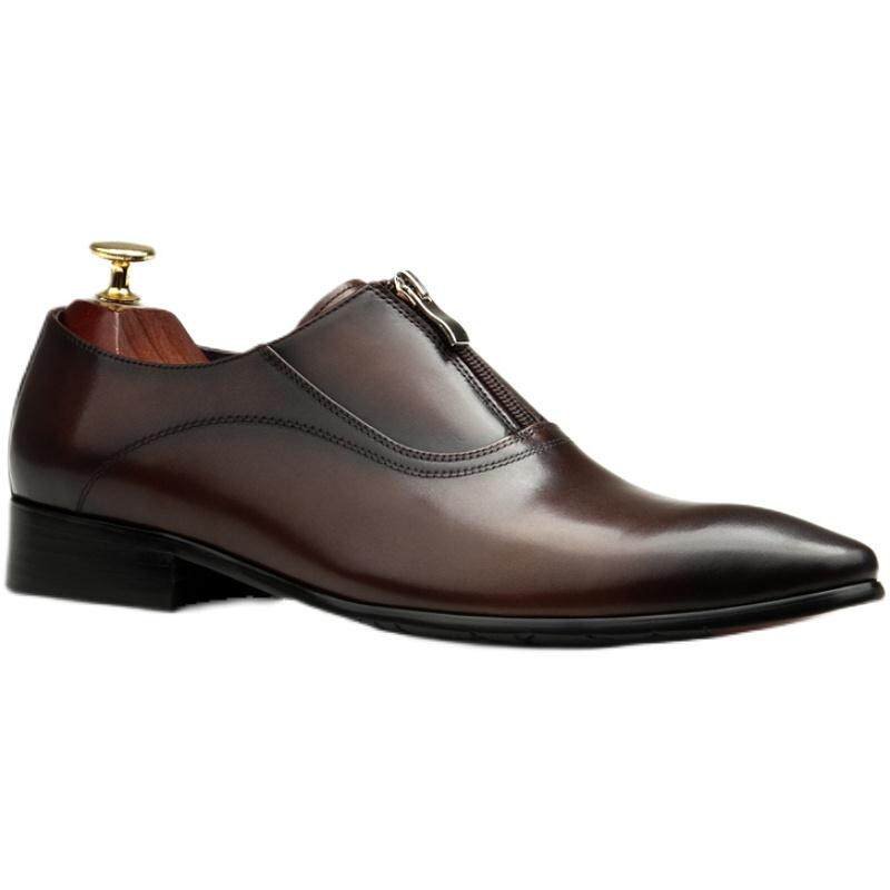 Men's Zipper Front Dress Shoes: Stylish Pointed Toe Wedding Loafersyes