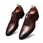 Men's Zipper Front Dress Shoes: Stylish Pointed Toe Wedding Loafersyes