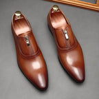 Men's Zipper Front Dress Shoes: Stylish Pointed Toe Wedding Loafersyes
