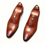 Men's Zipper Front Dress Shoes: Stylish Pointed Toe Wedding Loafersyes