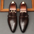 Modern Men's Monkstrap Dress Shoes: Stylish Pointed Toe Wedding Loafersyes
