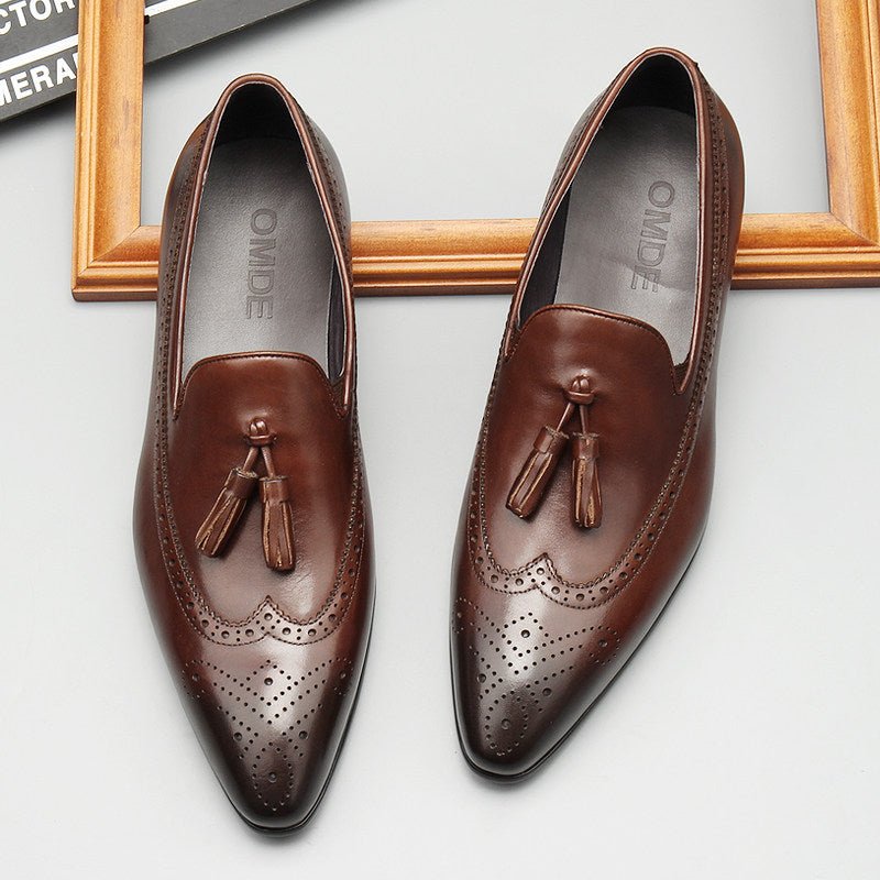 Modern Men's Tassel Dress Loafers: Stylish Wedding Pointed Toe Shoesyes