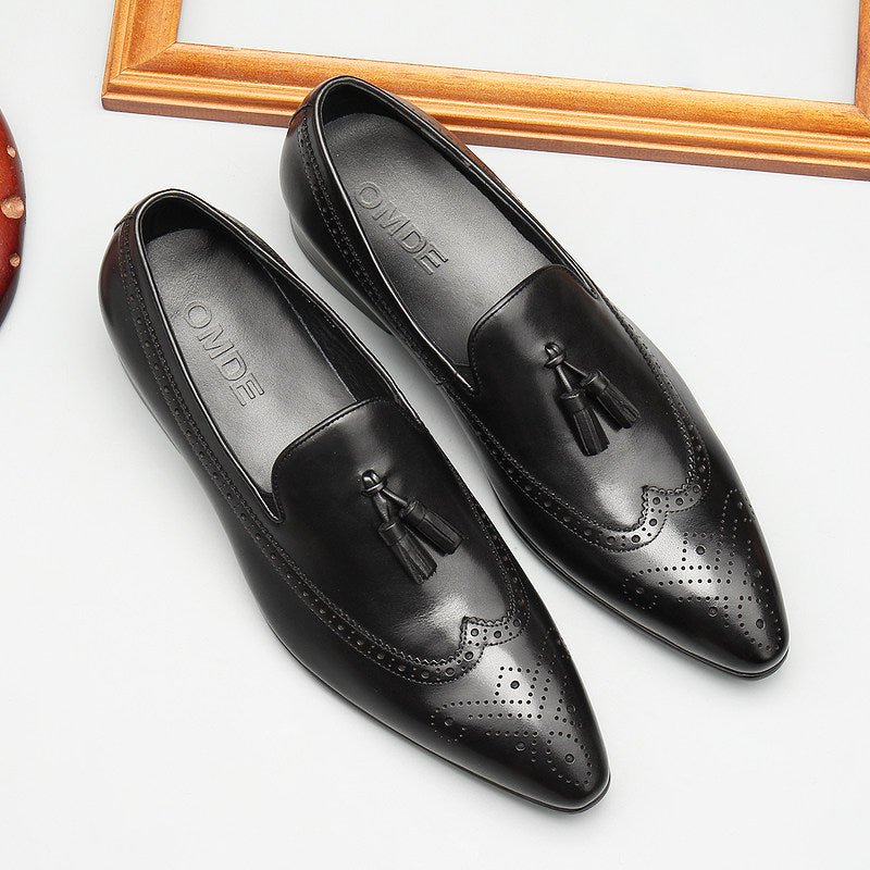 Modern Men's Tassel Dress Loafers: Stylish Wedding Pointed Toe Shoesyes