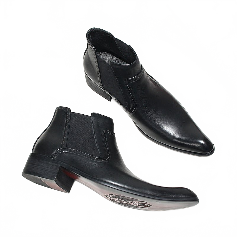 fashion mens leather boots dress slip on Ankle boots