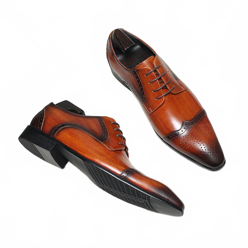 pointed formal Dress shoes for men Hand - painted Lace up Derby shoes