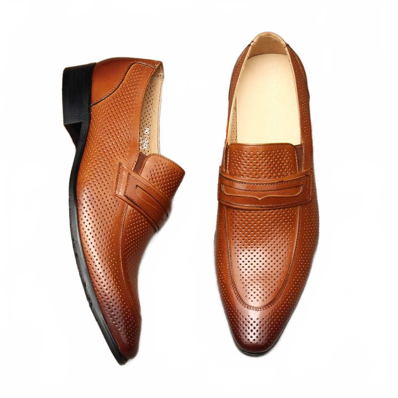 Rich Brown Pointed Toe Real Leather Loafers for Business and Weddings