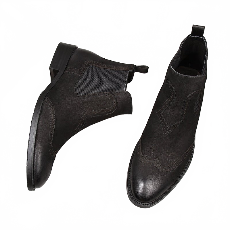 fashion mens slip on dress boots Genuine leather Ankle boots